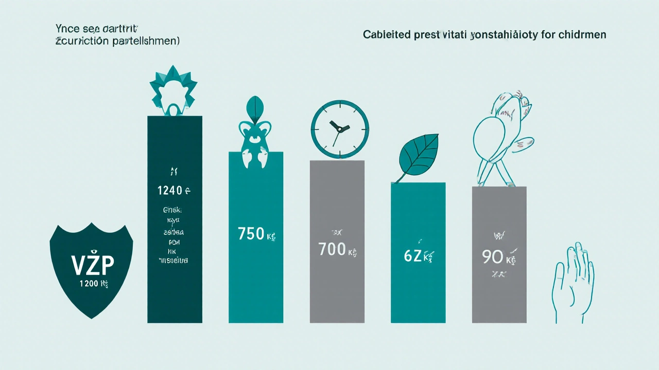 Porovnání ročních příspěvků pěti českých zdravotních pojišťoven na dentální prevenci.