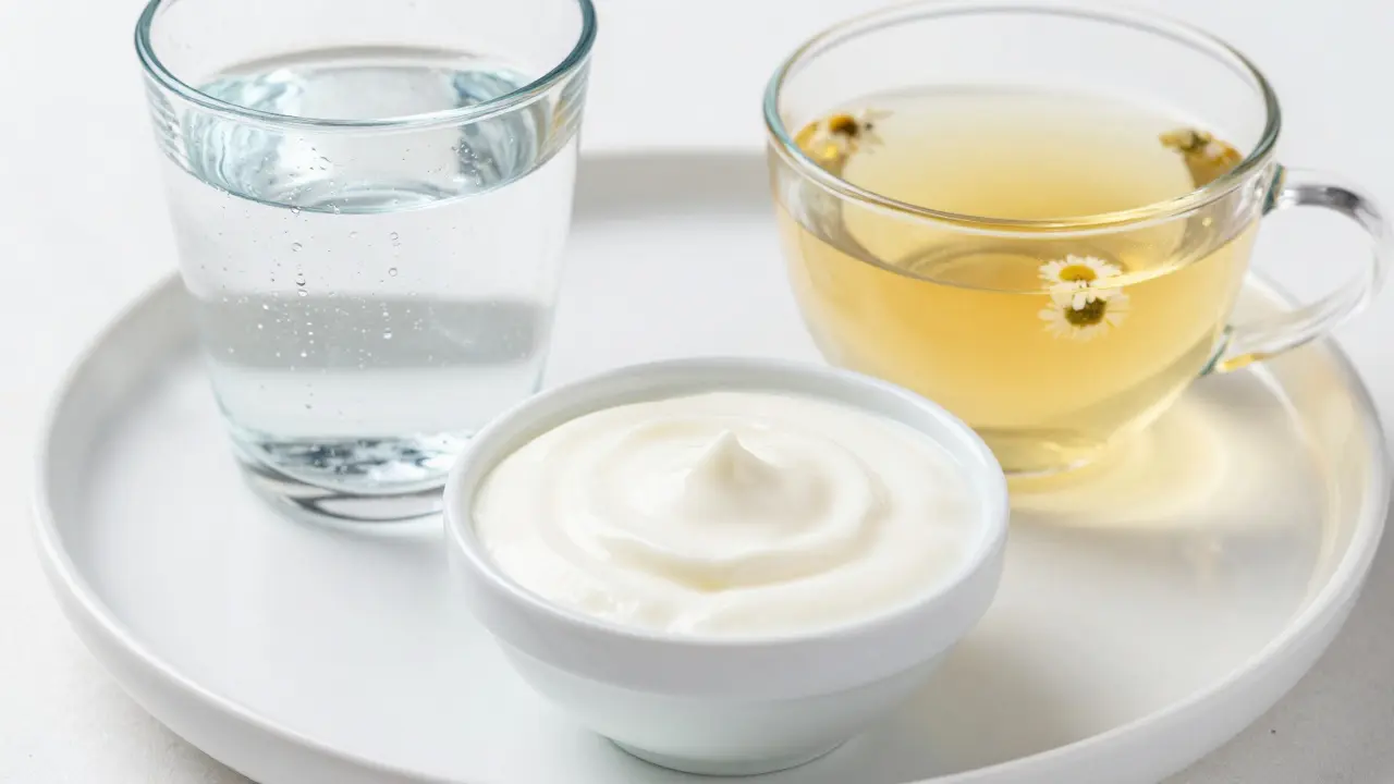 Bezpečné alternativy jako voda, jogurt a bylinkový čaj po extrakci
