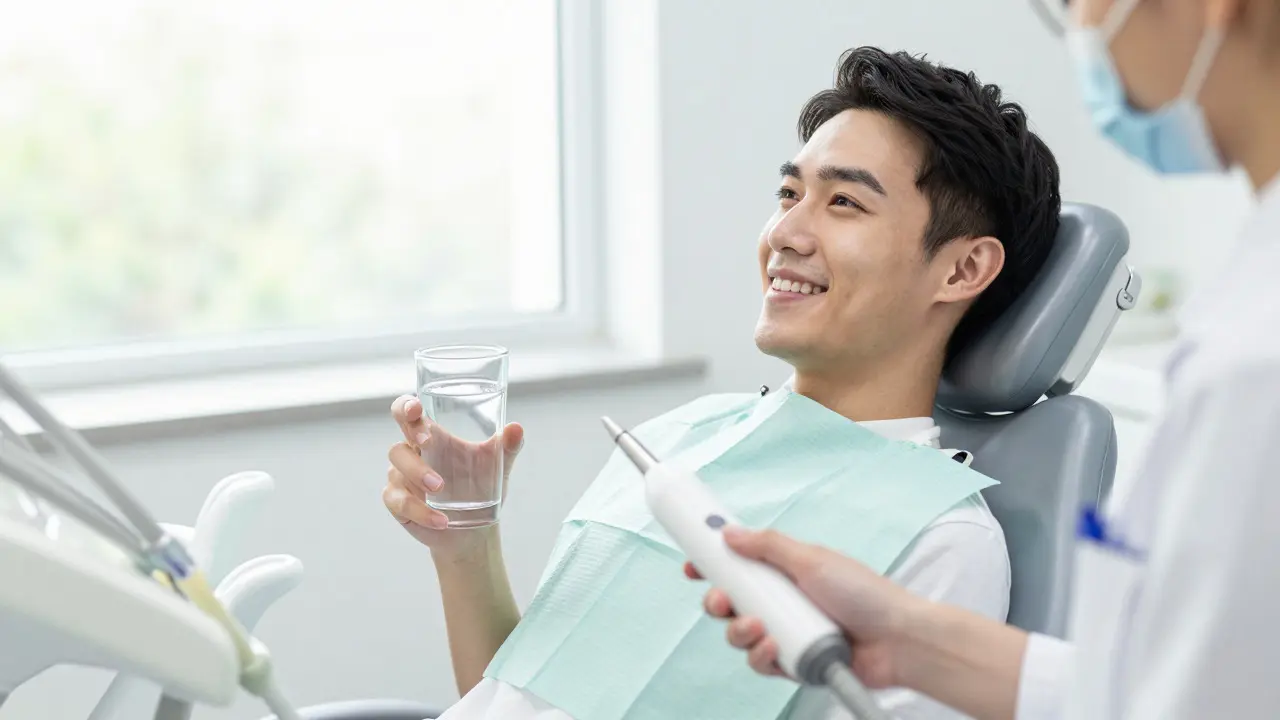 Usmívající se pacient po profesionální ústní hygieně