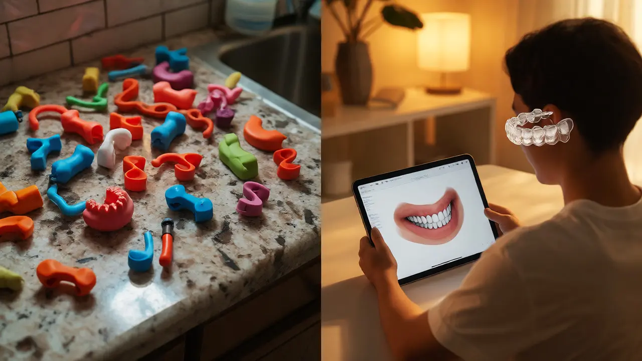 Srovnání levných gumových nástrojů a digitálních alignerů